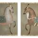 Painted canvas depicting a side view of an Indian horse. Contemporary work.