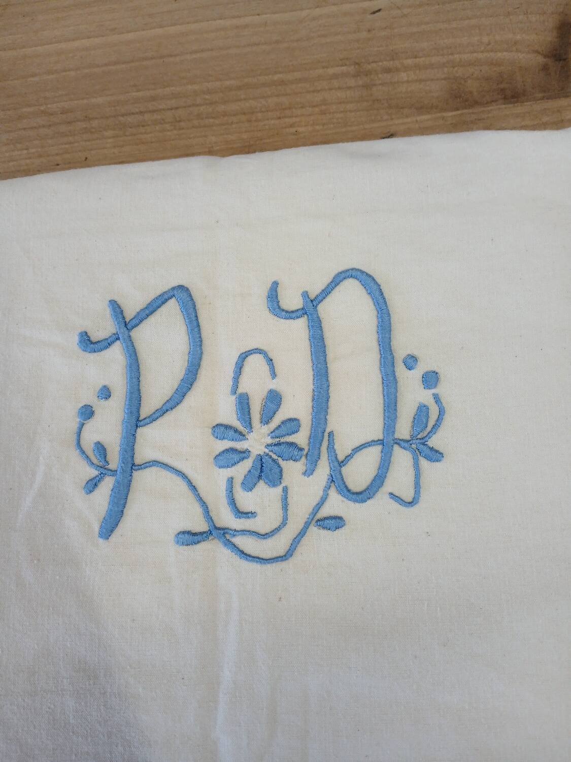 Antique linen/mixed sheet with embroidery