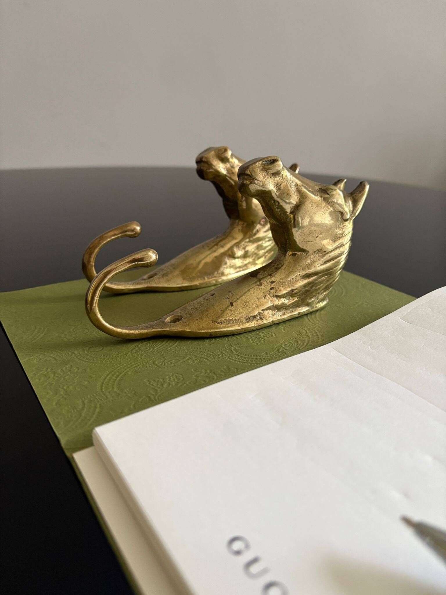 Pair of bronze coat hooks - Italy, 1950s