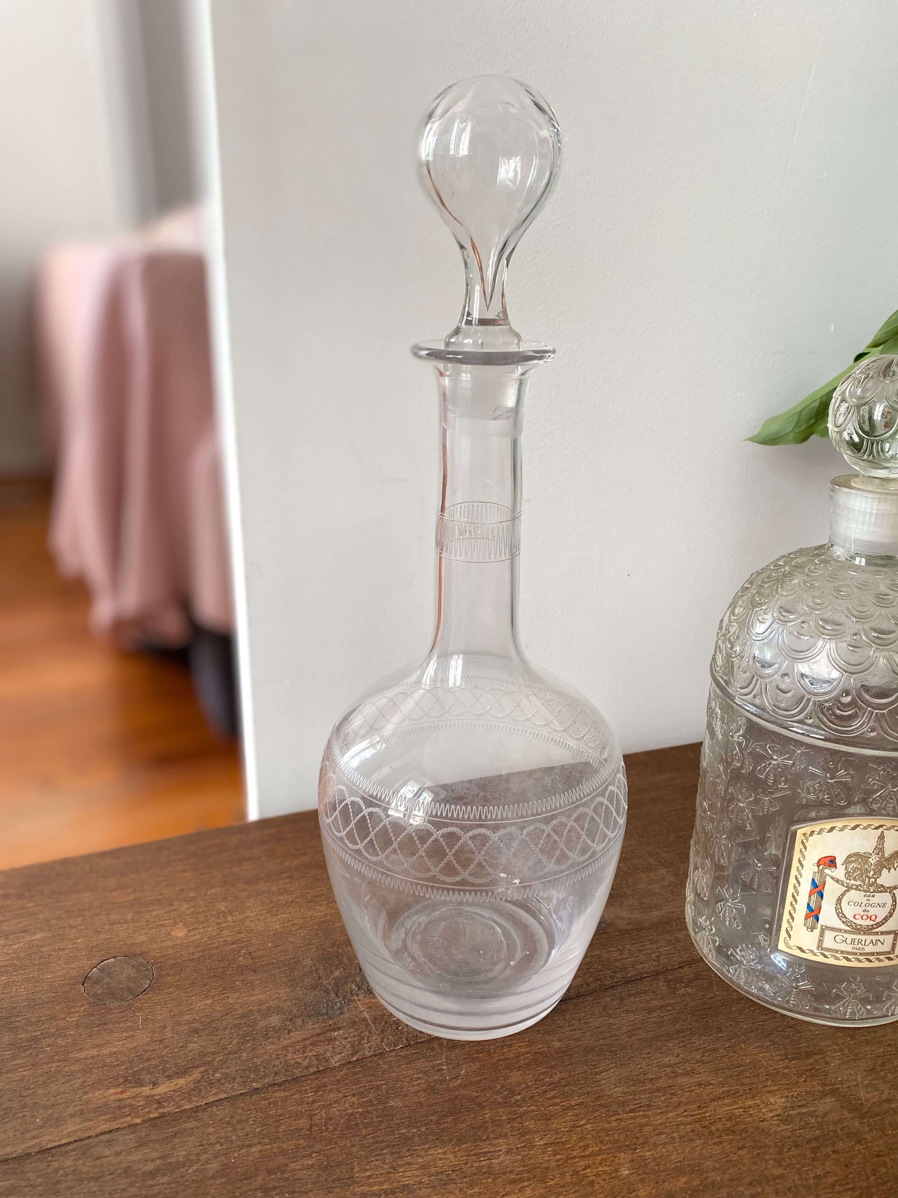 Vintage 60s chiseled glass decanter