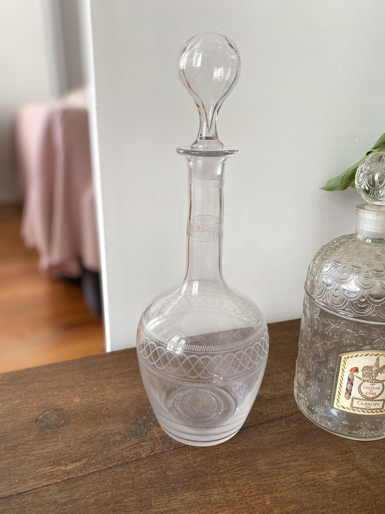 Vintage 60s chiseled glass decanter