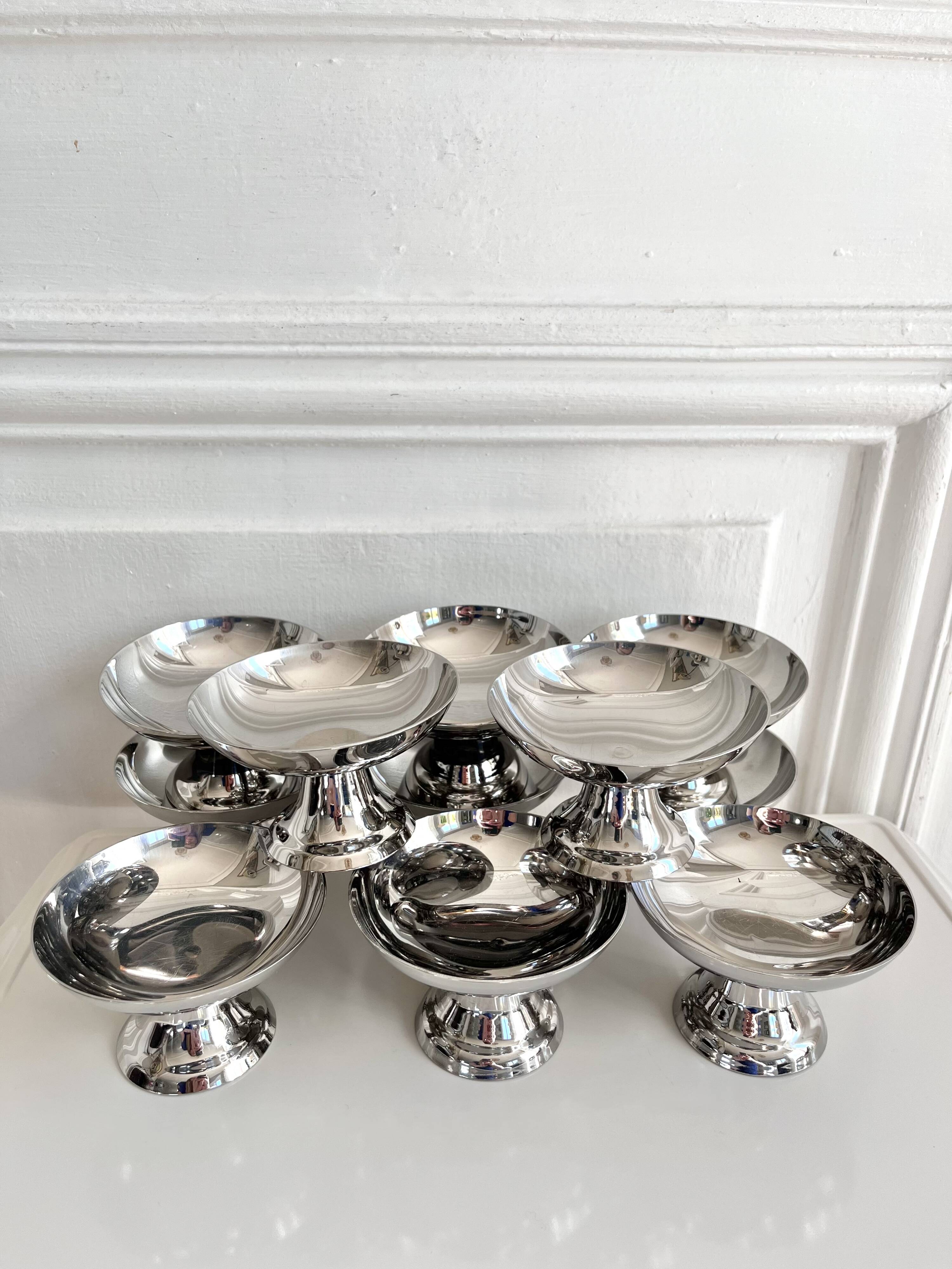 10 vintage stainless steel cups