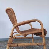 Rattan and bamboo armchair, 70s