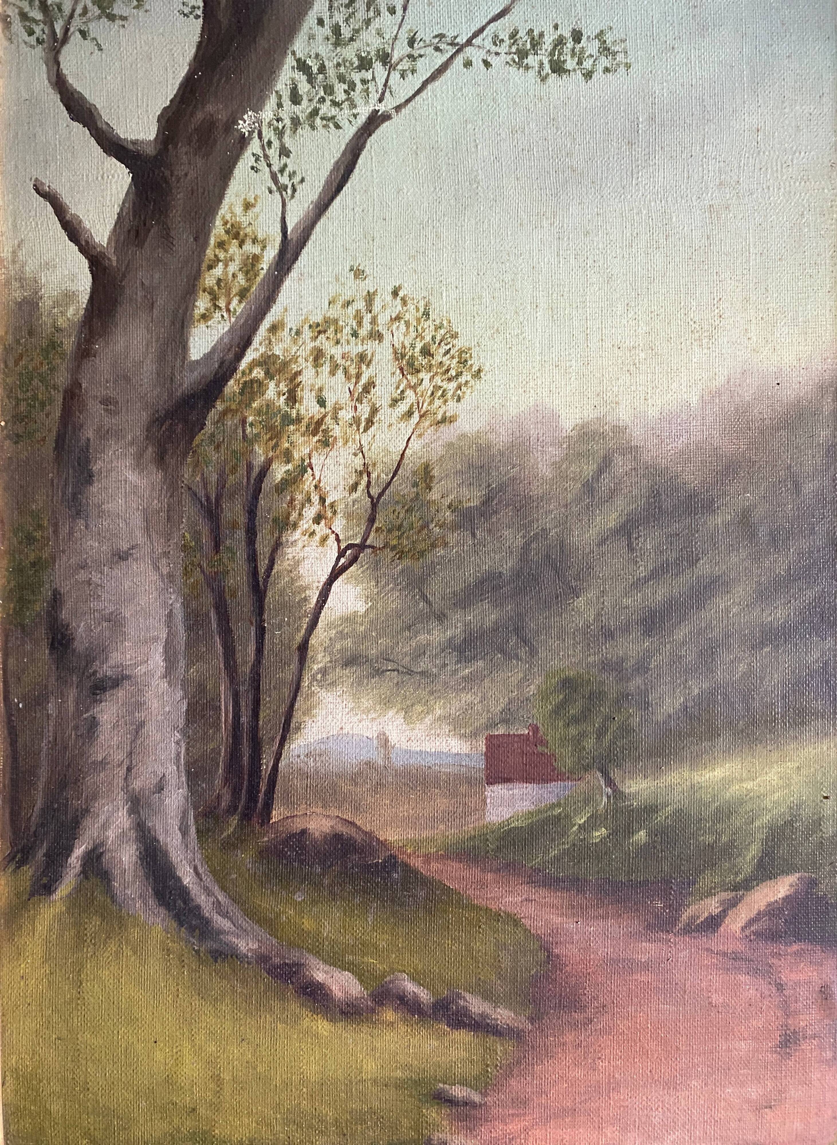 HST painting "Countryside landscape" for 19th/20th century restoration + frame