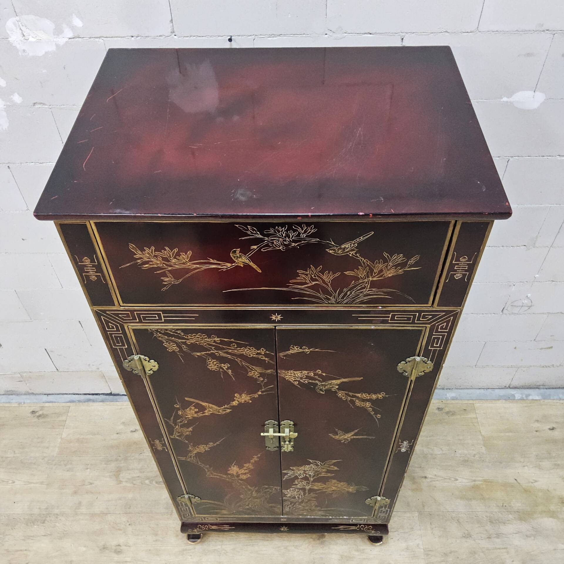 Vintage Chinese record player cabinet / Asian vinyl cabinet