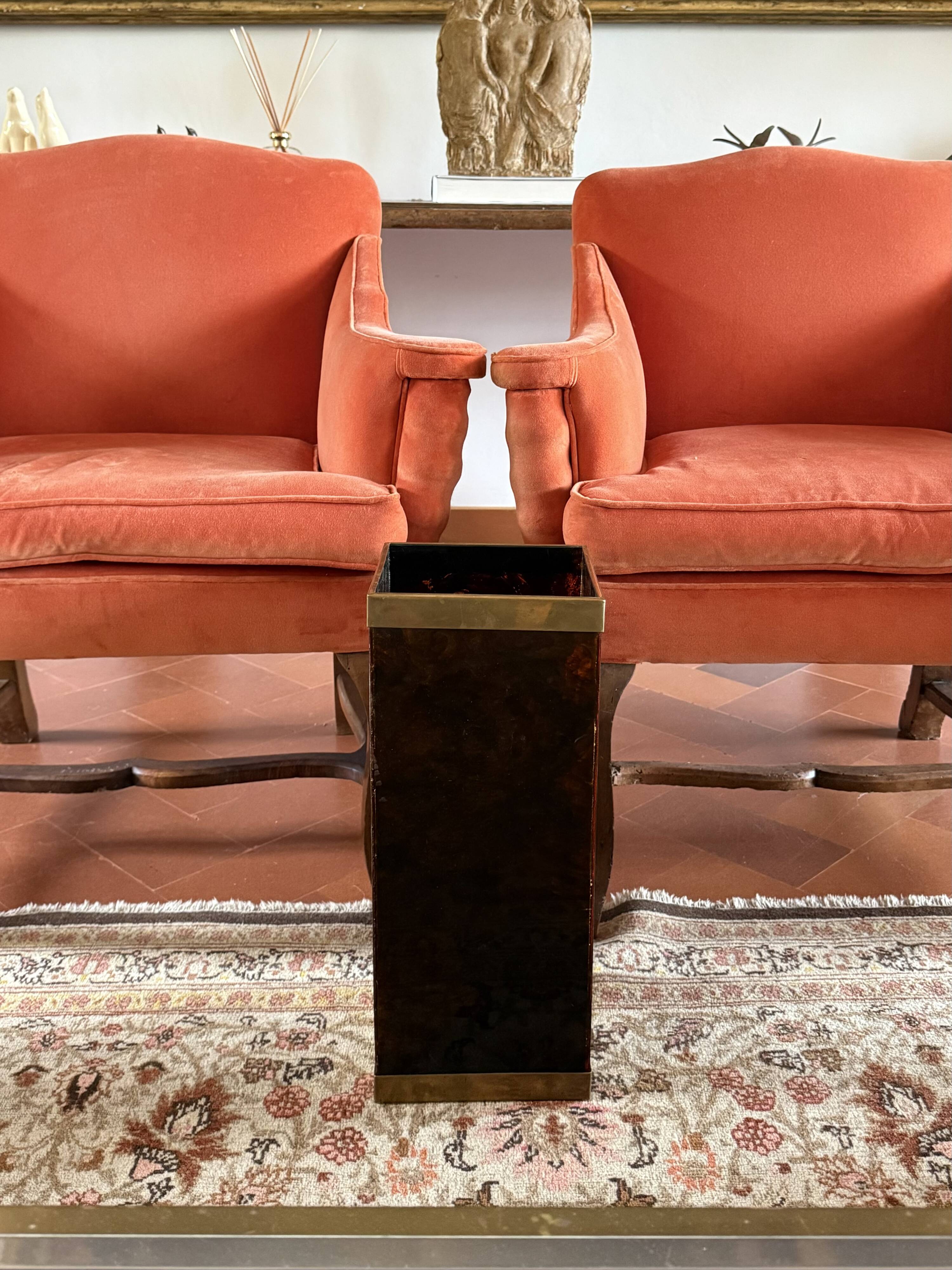 Mid-century brass and bakelite umbrella stand, France 1960s