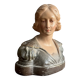 Buste de femme Art nouveau en plâtre polychrome, vers 1900