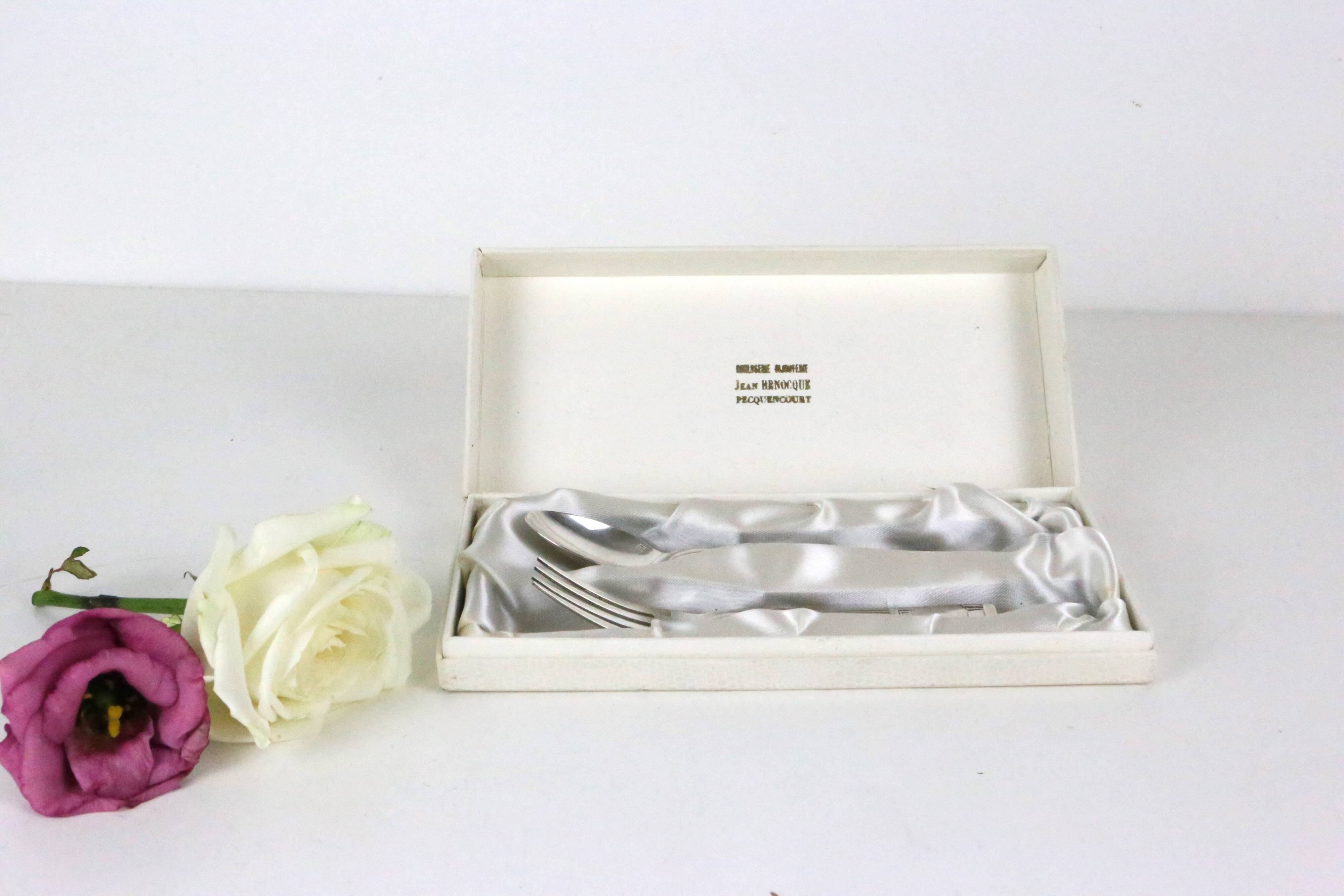 Silver metal cutlery set, vintage