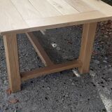 Large solid oak farmhouse table in raw wood
