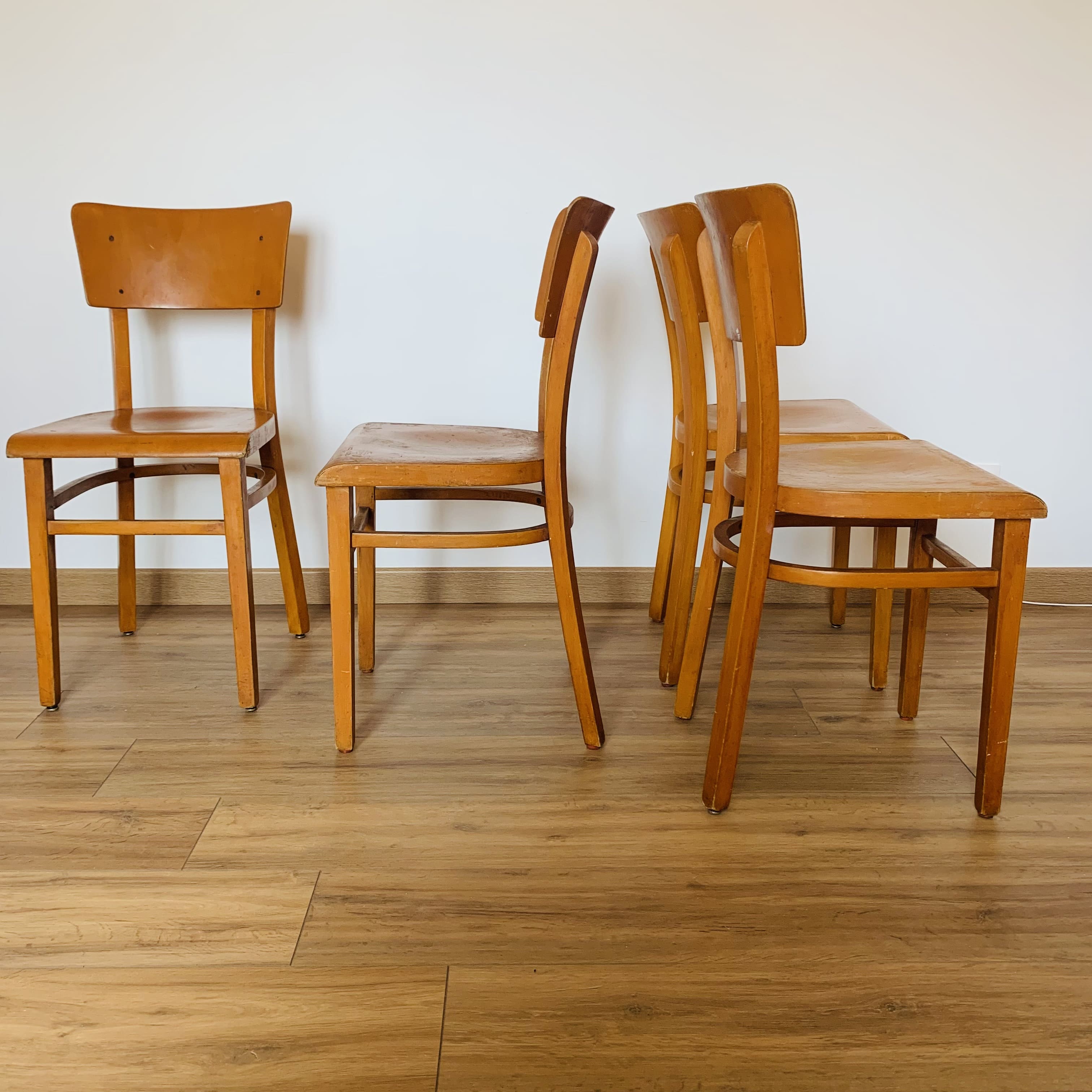4 camel Thonet bistro chairs