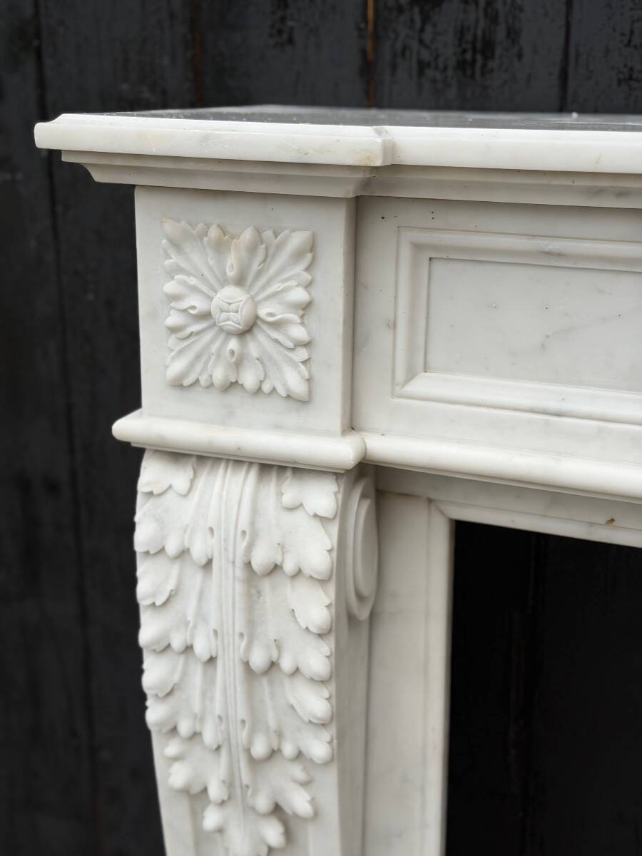 Louis XVI style Carrara marble fireplace circa 1880