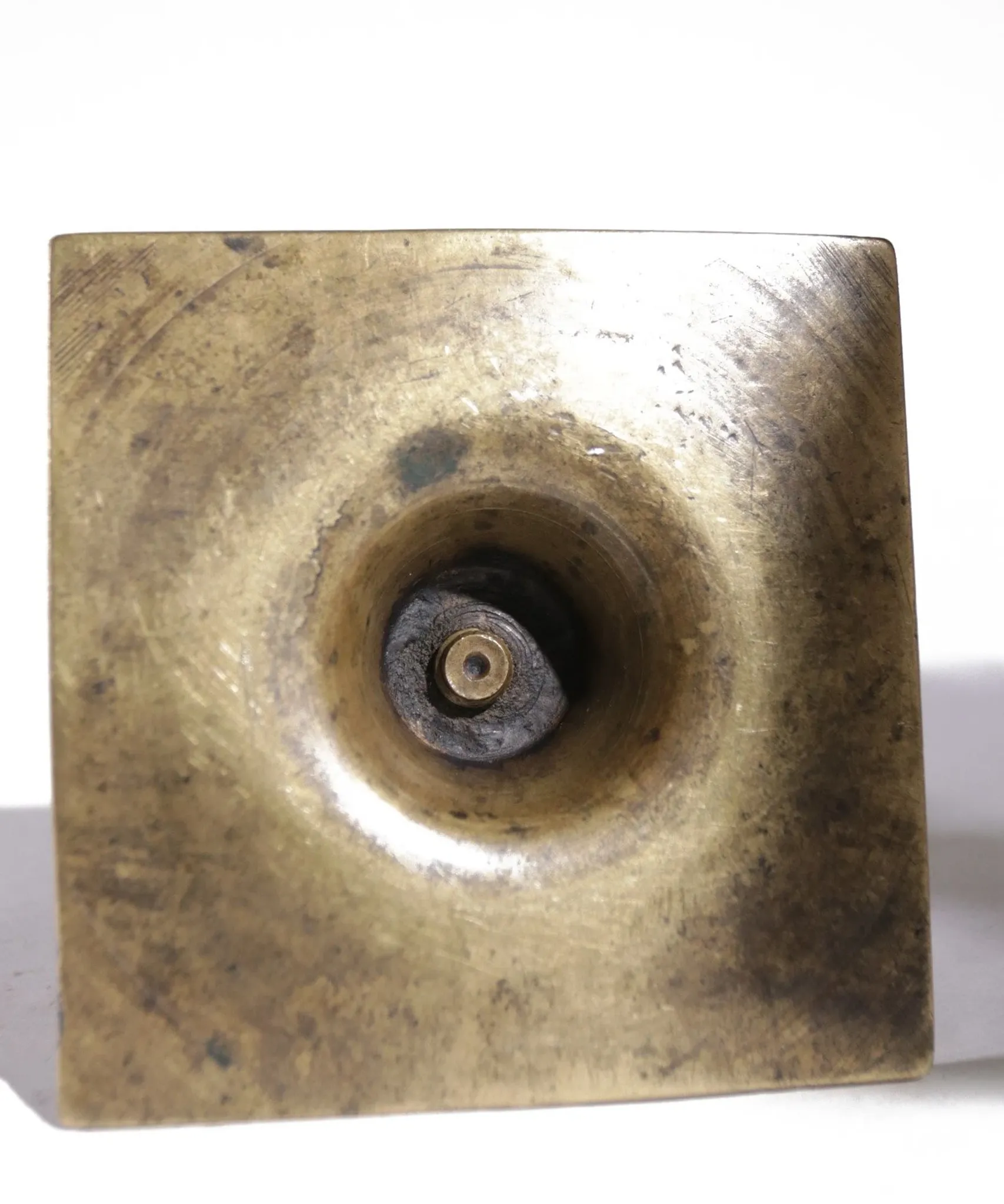 17th-century Spanish brass candlestick with square base