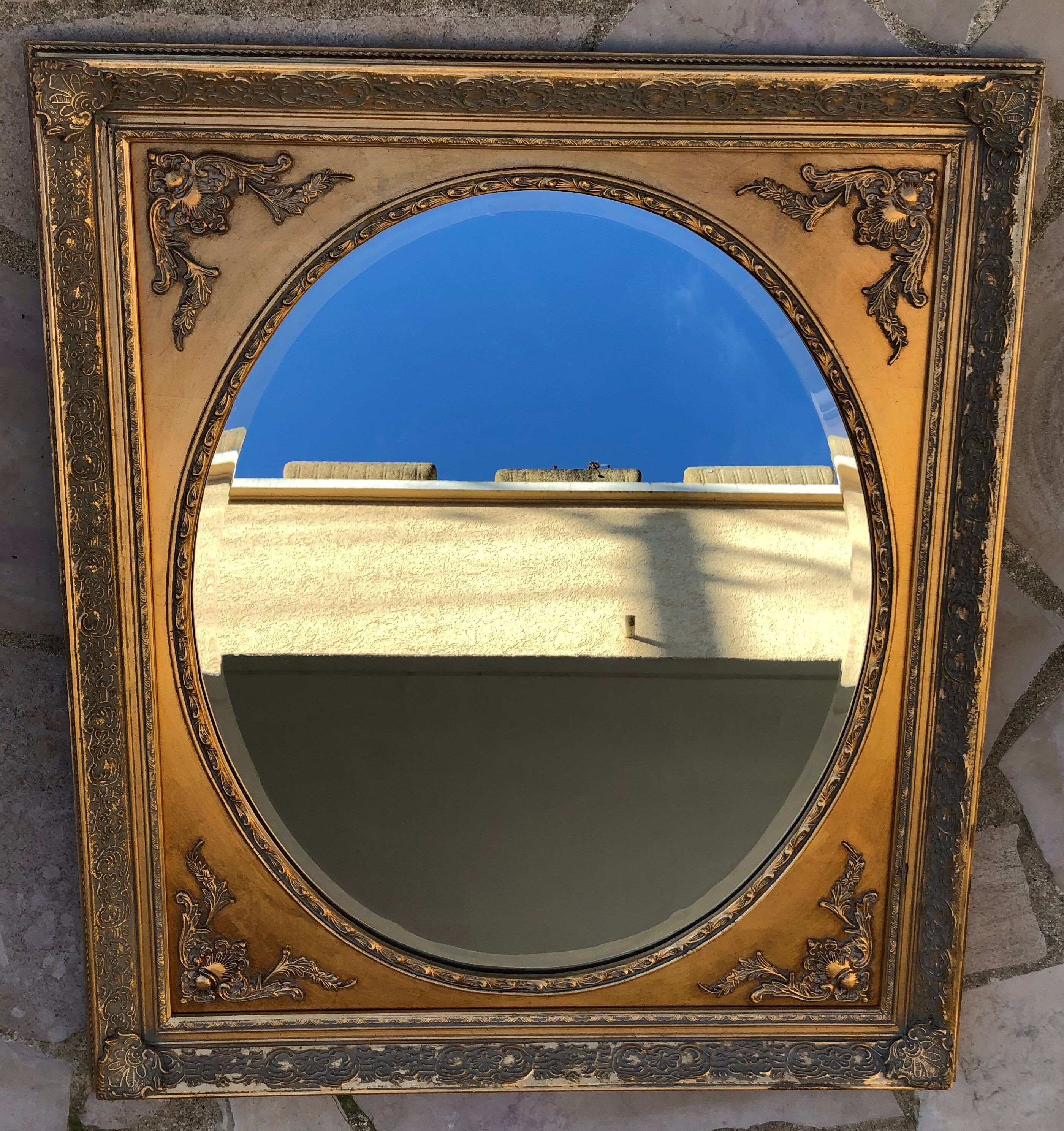 Golden wooden mirror 67 x 77 cm