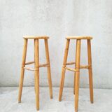 Pair of high pine stools
