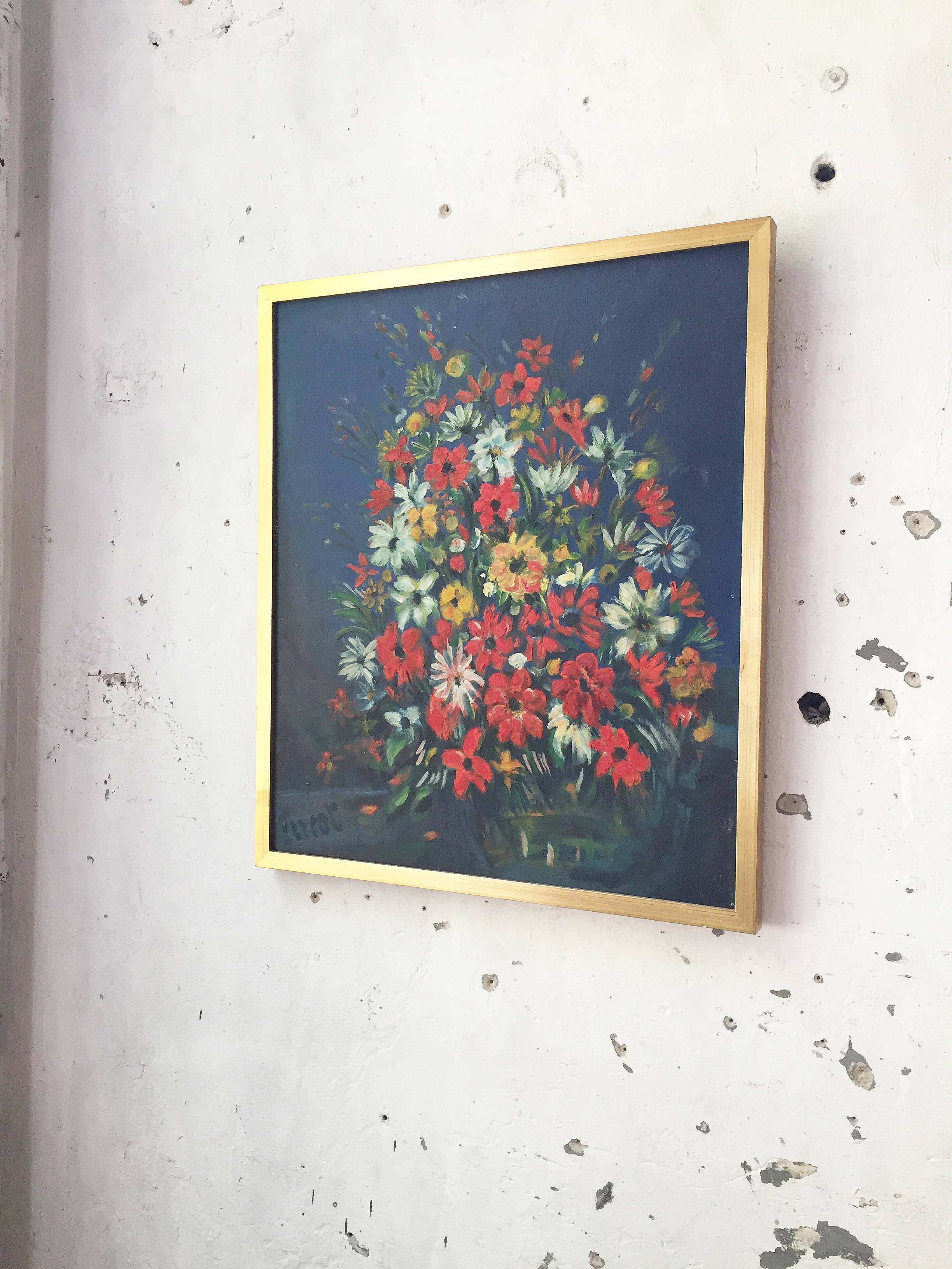 Oil canvas bouquet of flowers