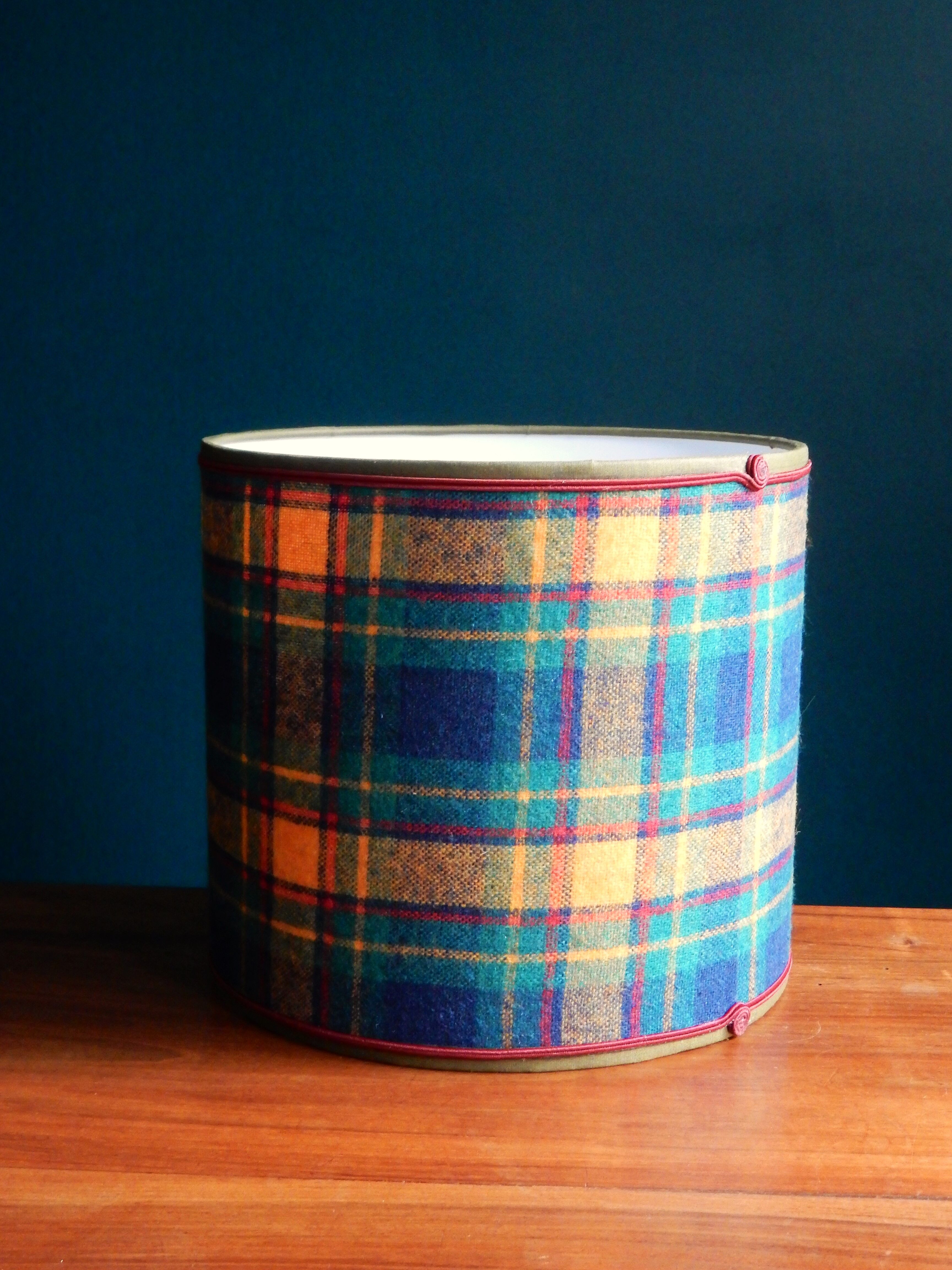 Yellow and green Scottish wool tartan lampshade