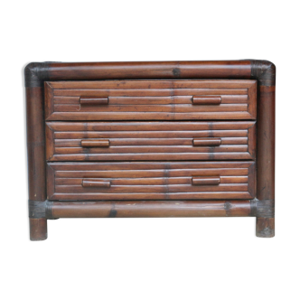Chest of drawers bamboo and rattan 60s 3 drawers