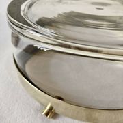 Large glass and brass ashtray