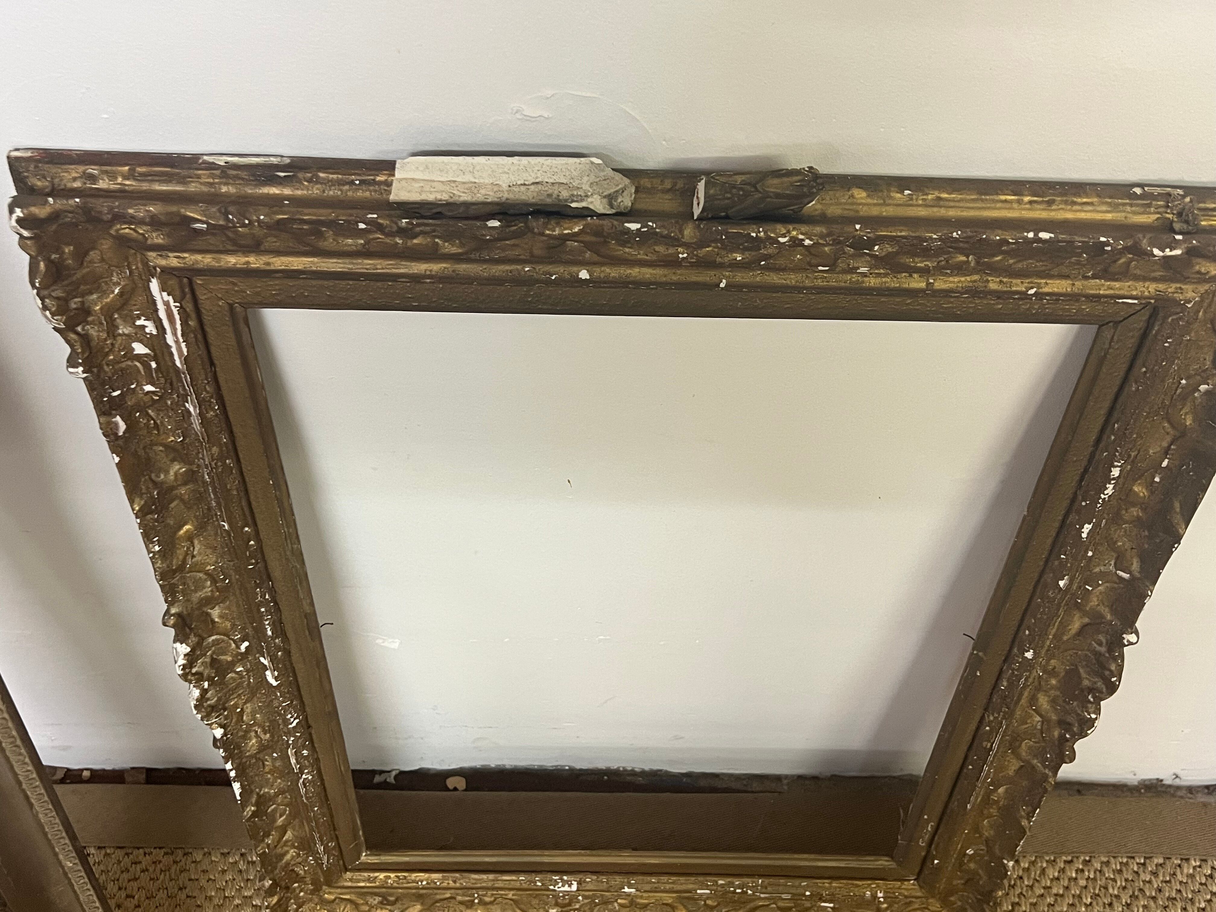 Set of 3 period frames in wood and gilded stucco