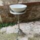 Side table pedestal table with silver cast iron plant