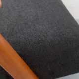 1950s armchair in anthracite velour, completly restored