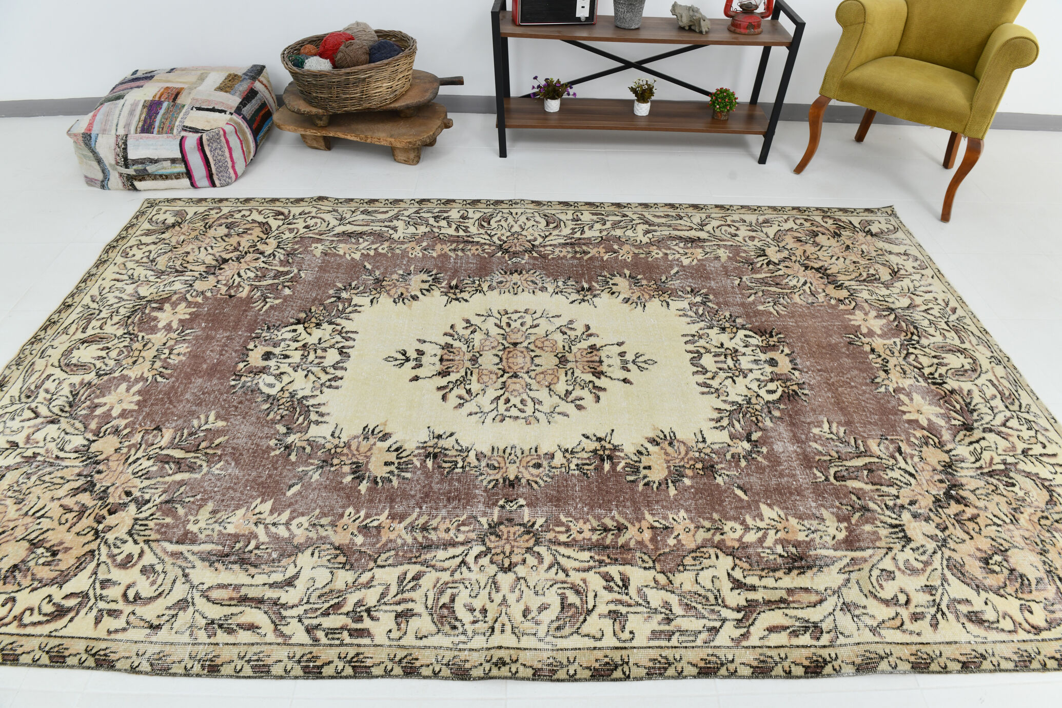 6x10 brown & beige classic antique rug, 192x299cm