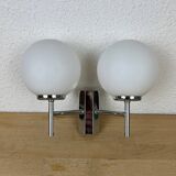 Opaline and chrome globe wall light from the 1970s