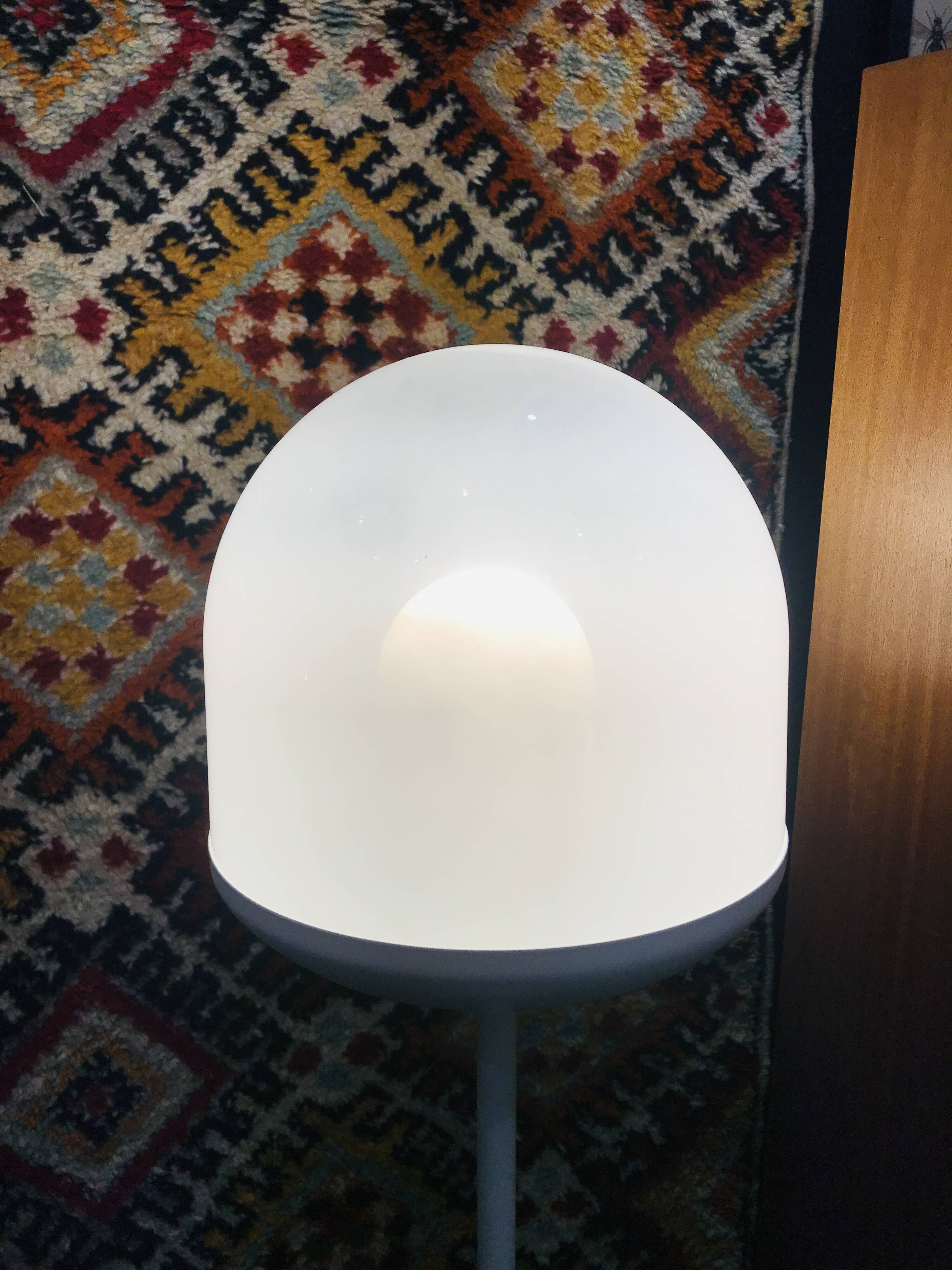 Danish glass globe floor lamp