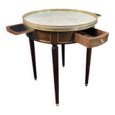 Louis XVI style bouillotte table guéridon in mahogany with a white marble top.