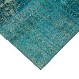 Hand-Knotted Oriental Overdyed 171 cm x 240 cm Turquoise Patchwork Rug