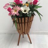Cache pot en rotin et bambou année 60