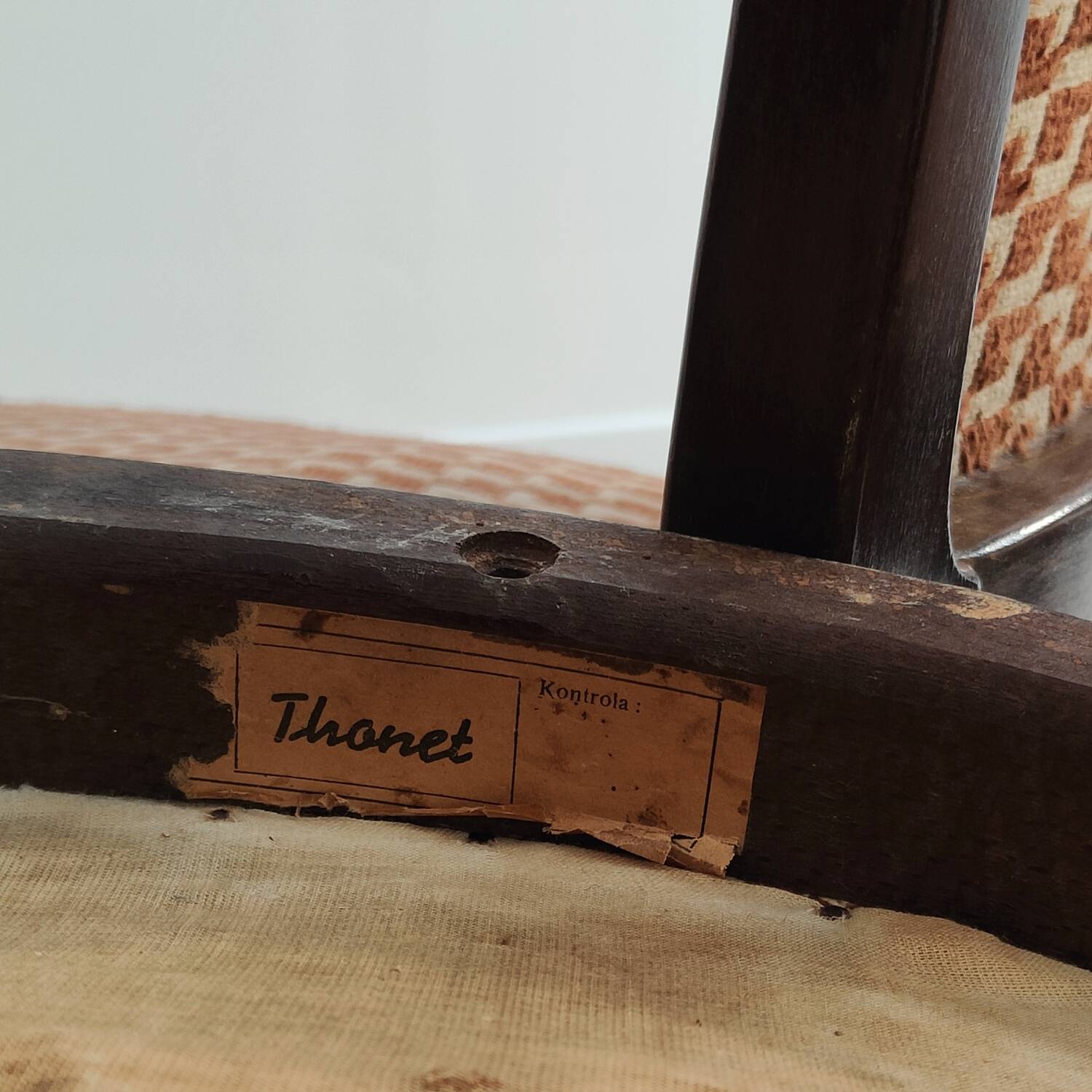 Set of 4 Thonet Art Deco chairs, 1930s, fabric and walnut