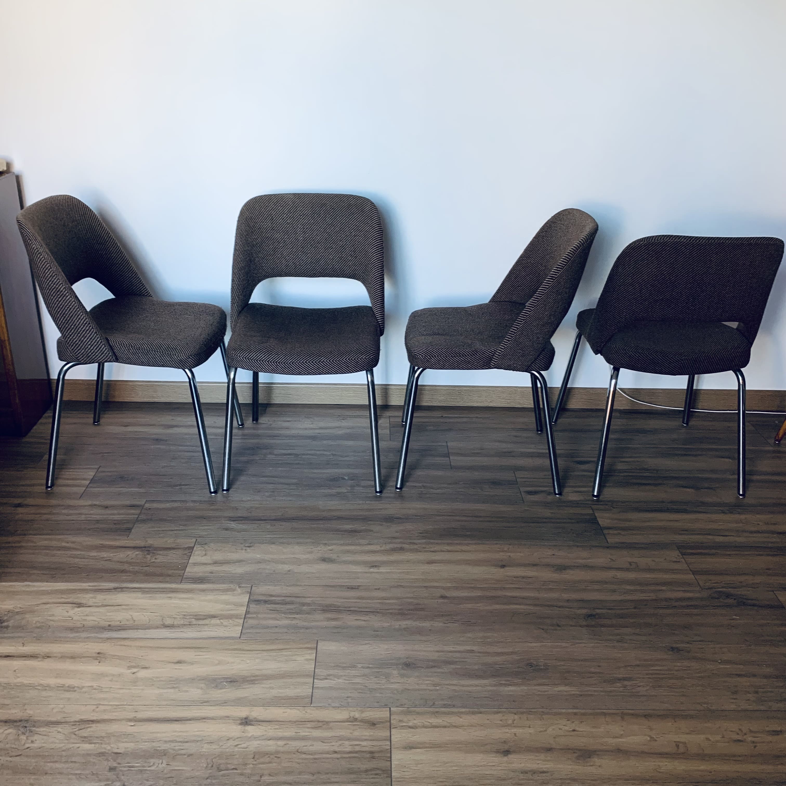 4 fabric and metal chairs