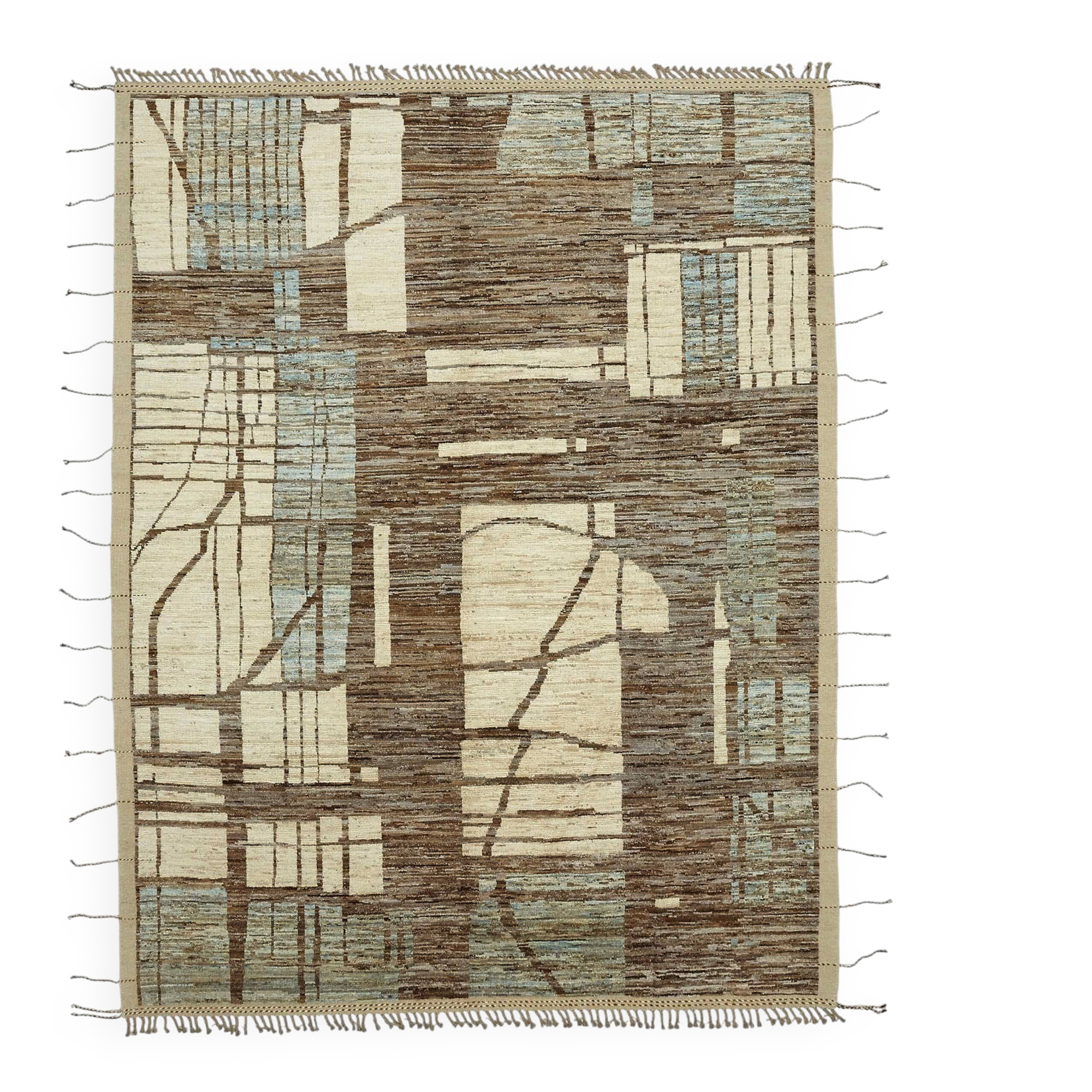 Handmade Turkish One of a Kind 286 cm x 365 cm Beige Wool Carpet