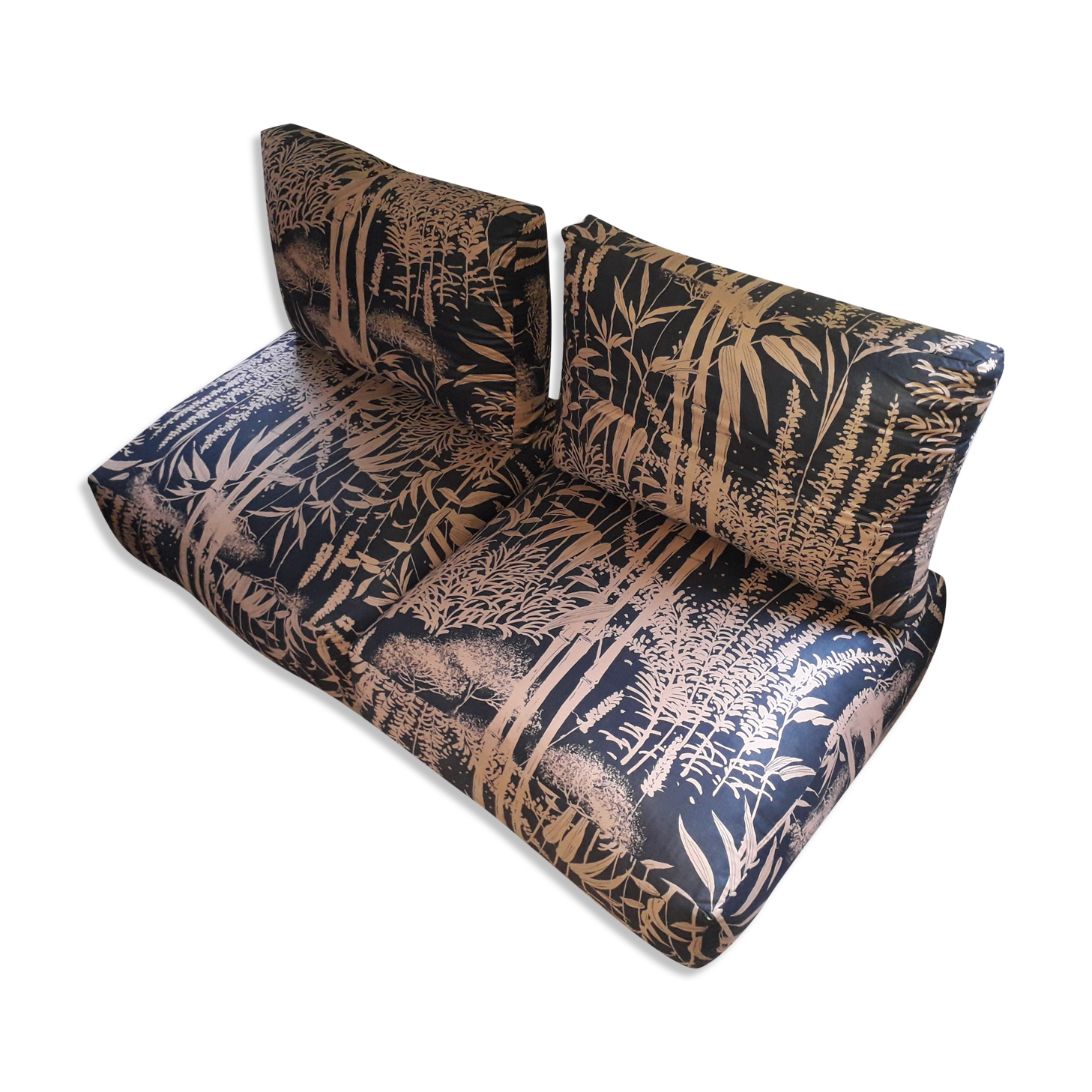 2 armchairs bamboo fabric