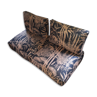 2 armchairs bamboo fabric