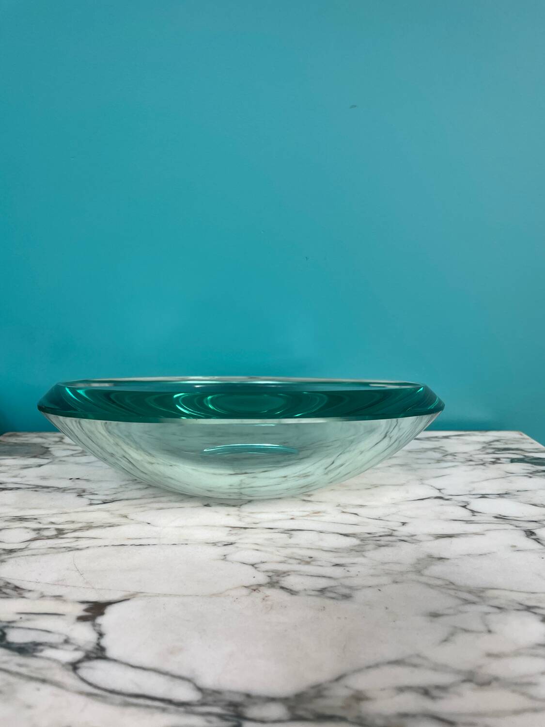 Asymmetrical glass catchall by Max Ingrand for Fontana Arte vintage 1