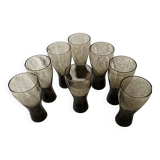 Set of 8 vintage smoked glasses