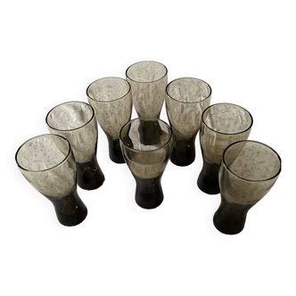 Set of 8 vintage smoked glasses