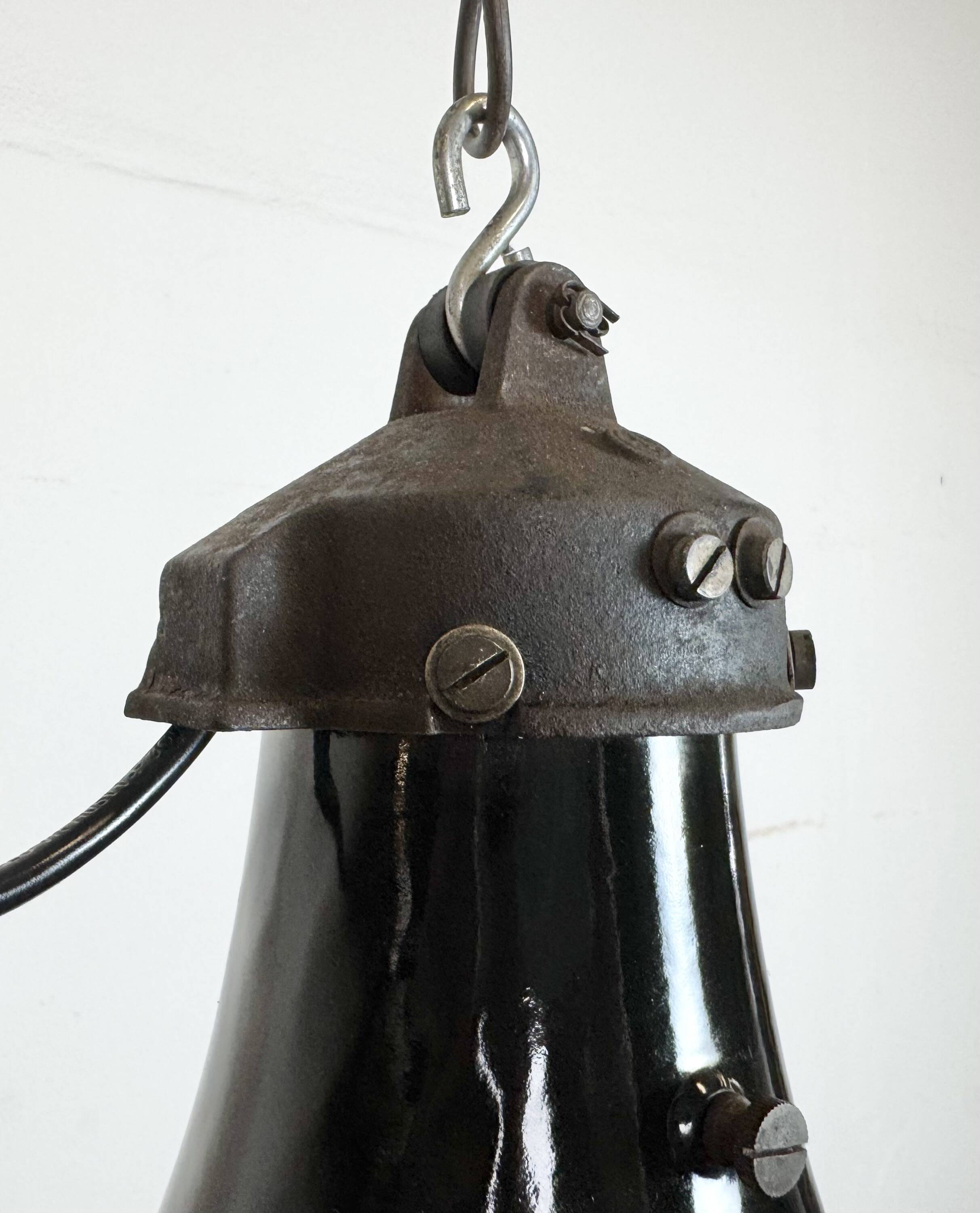 Industrial Black Enamel Bauhaus Pendant Lamp, 1930s