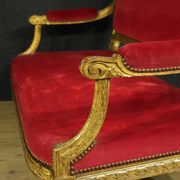 Sofa en velours rouge français antique du 19ème siècle