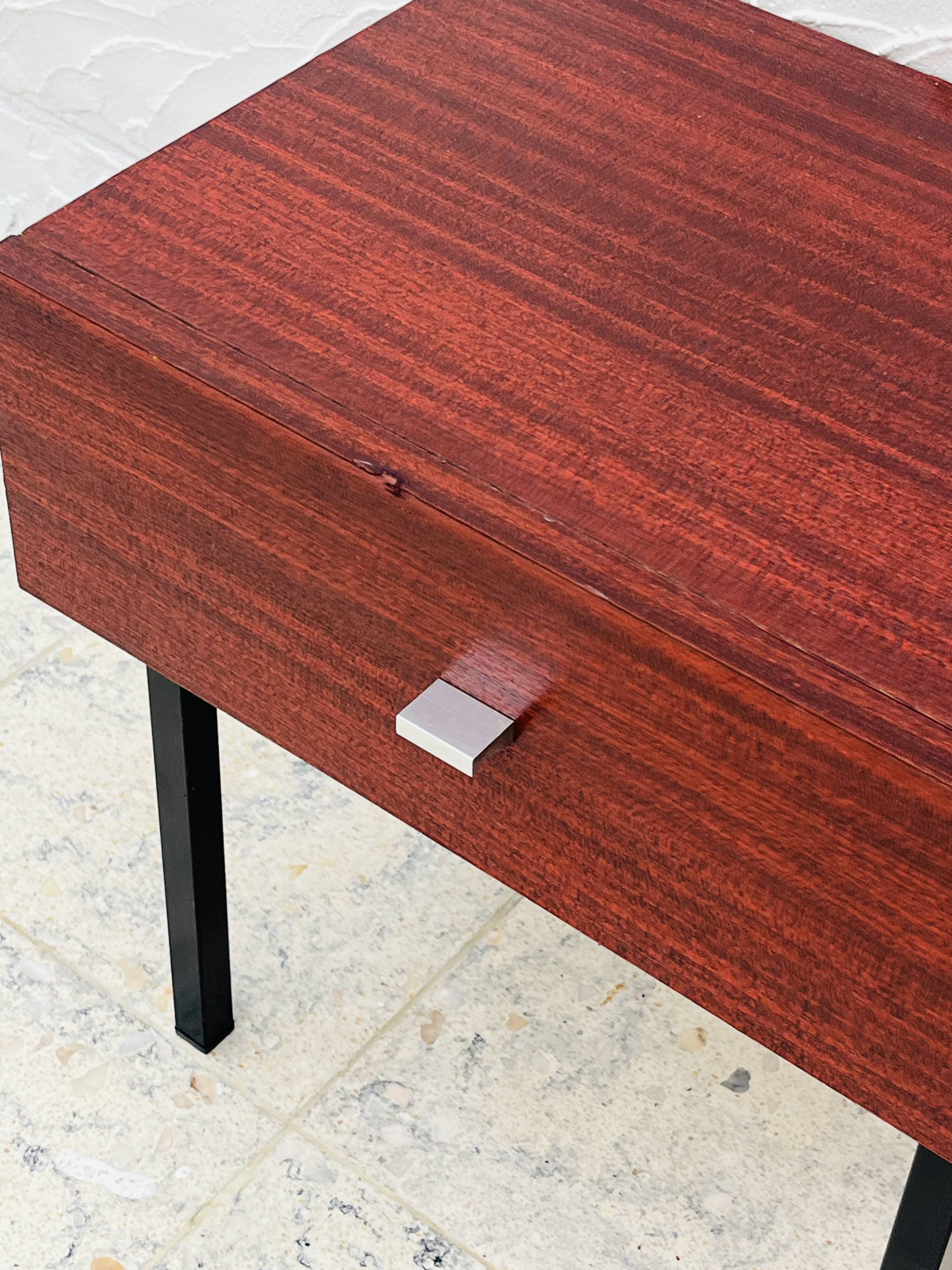 Vintage bedside table wood and metal from the 70s