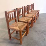 Vintage wicker farmer dining chairs, 1960s