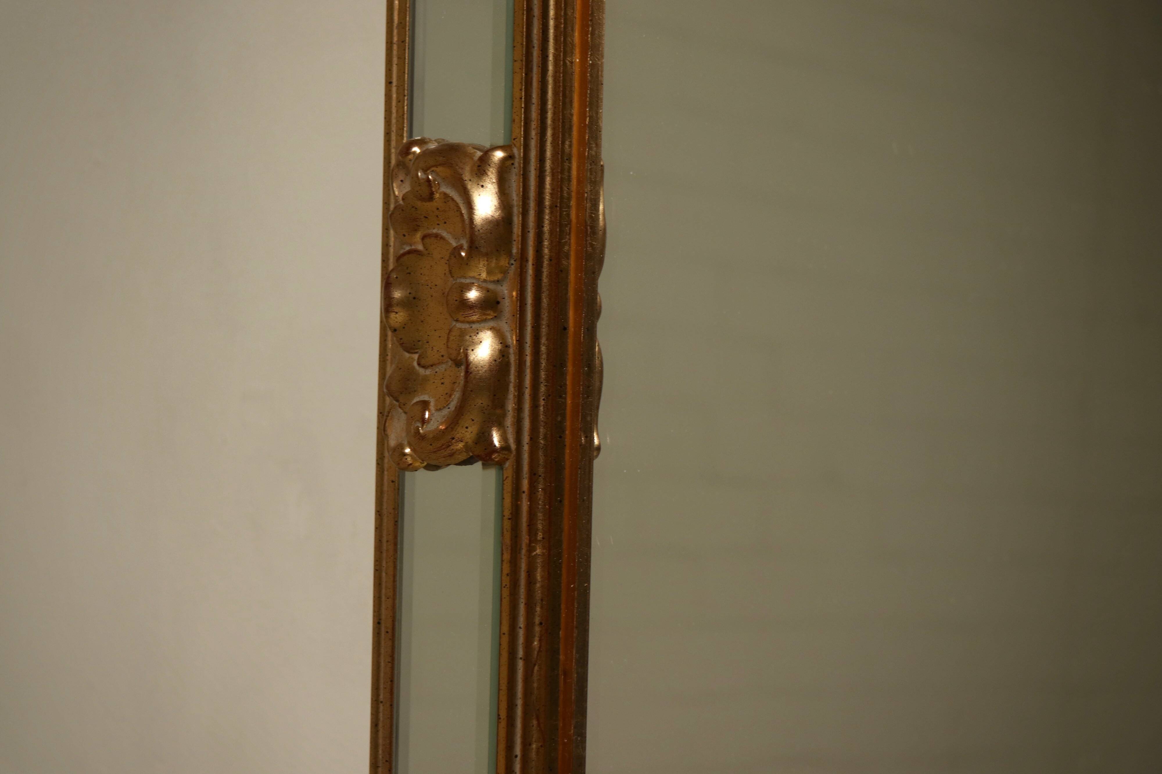 Large Revival Mirror in Gilded Resin by Deknudt Belgium 1980s