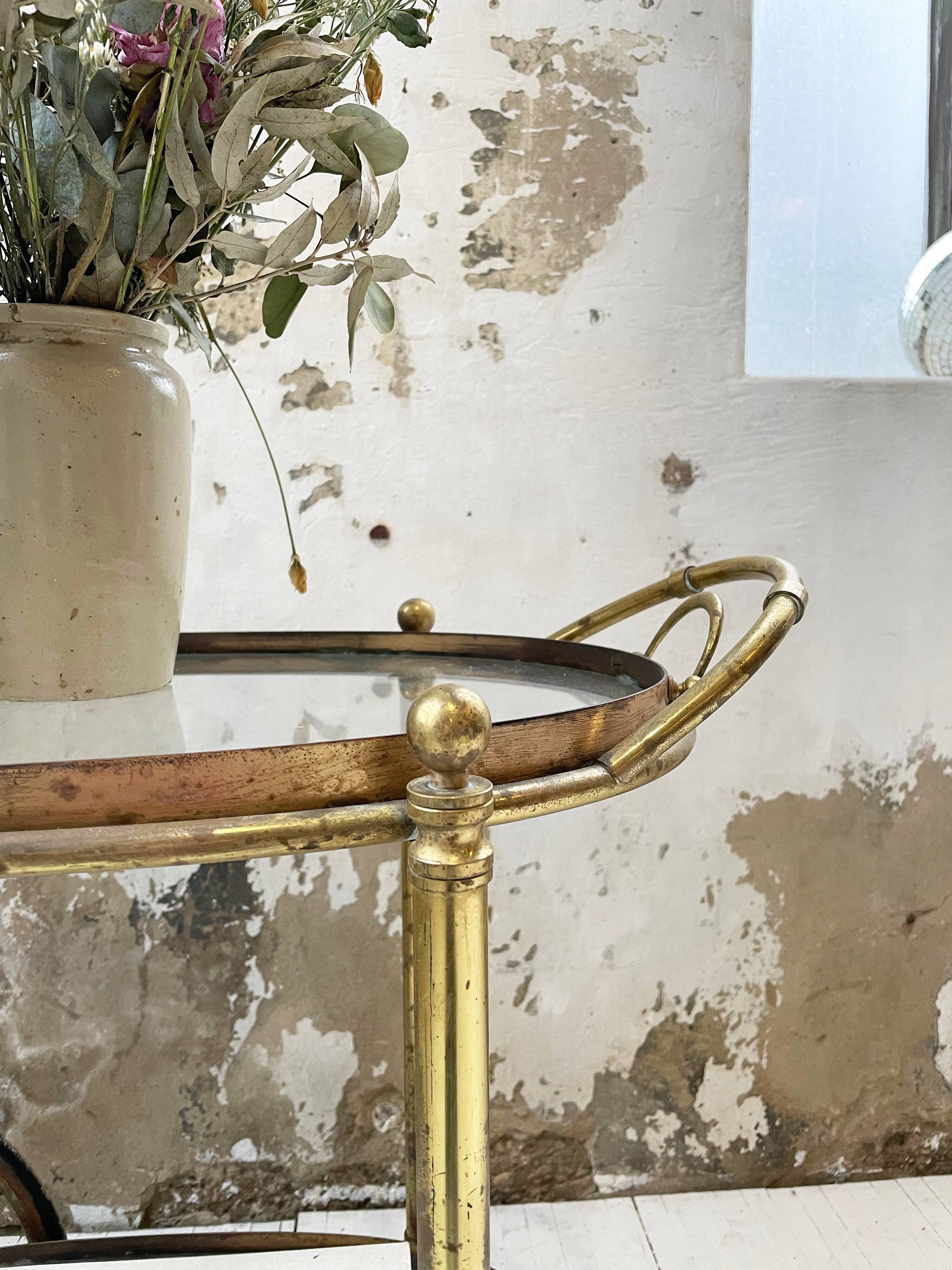 Cart serves brass bar