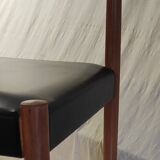 Chaise style scandinave en bois et similicuir - années 60/70