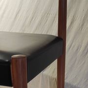 Scandinavian style chair in wood and faux leather - 1960s/70s