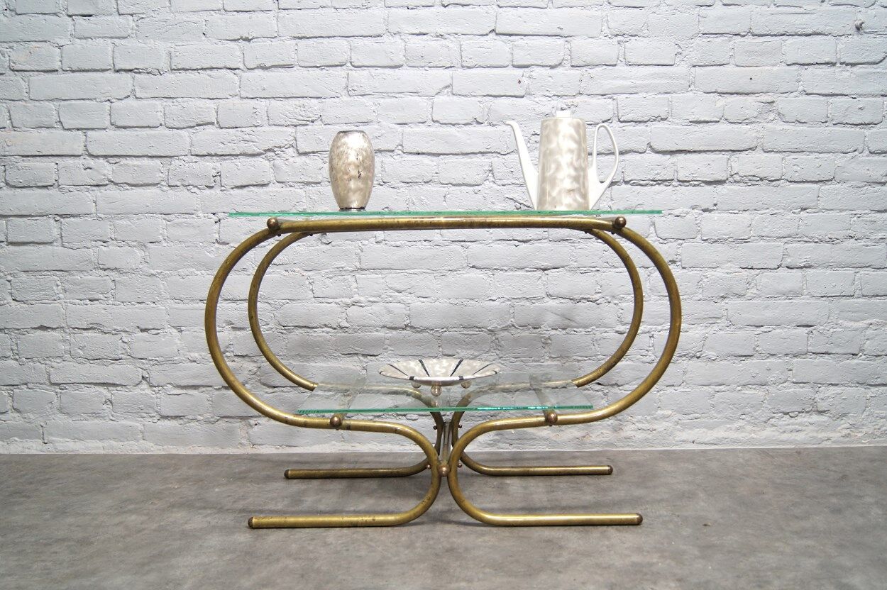 Bauhaus Tubular Brass Side Table, 1930s