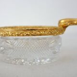 Small glass and gilt bronze ashtray Fleurs de lys
