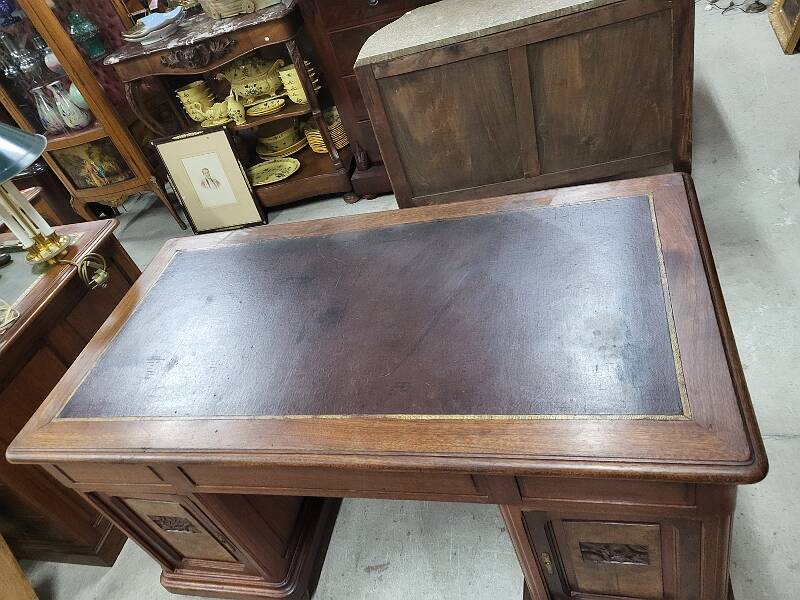 Art deco 4-door, 3-drawer, double-sided, 1930s flat desk